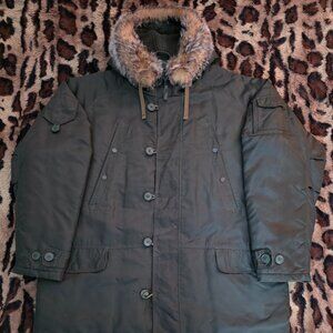 VTG Gap 2003 Snorkel Parka XXL Olive Green Camo Lining w/ Original Compass